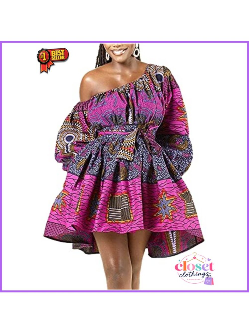 Boho African Floral Print Pleated Midi Dress Multi-Way Casual Party